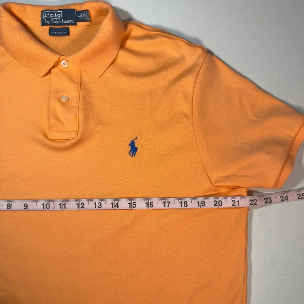 Polo Ralph Lauren Polo Shirt Mens L Orange Excellent Custom Fit Pony Logo